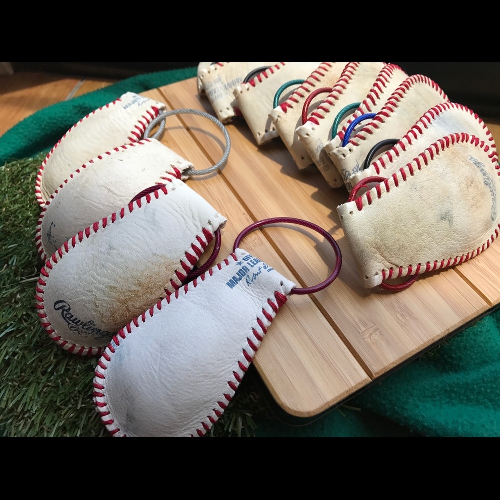 2 Official MLB / MiLB Leather Baseball Keychain